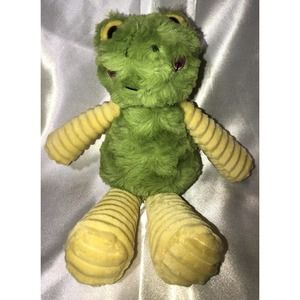 Frog Green Yellow Ribbed Legs 11" Stuffed Plush Animal Smiling Walmart Brand